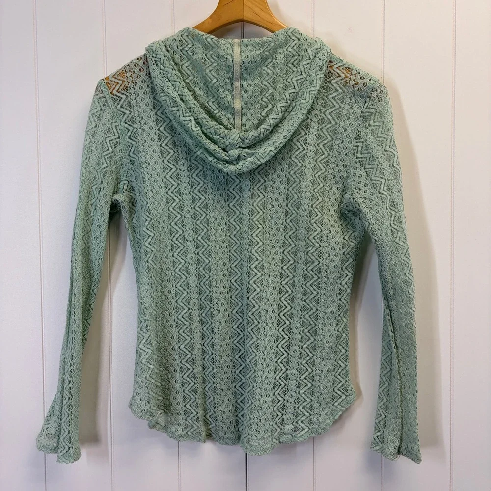 Empyre Boho Chevron Sheer Lace Hoodie Womens Small Festival Indie Beach Carefree